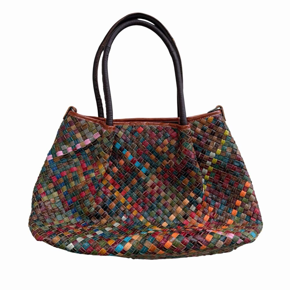 Large Amerileather Woven Leather Purse Shoulder Bag 19”